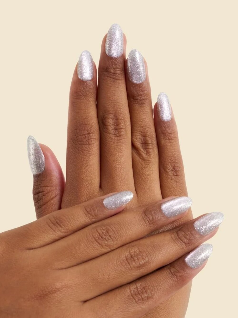 Kleo Kolor Silver Lining Press-On Gel Nails Long Almond Silver Glitter NIB